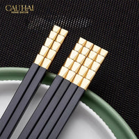 Set 5 Đôi Đũa Sợi Thuỷ Tinh - Facetté Gold Chopsticks 27cm-Dinner Cutlery Set Dao Muỗng Nĩa-CẬU HAI HOME DECOR