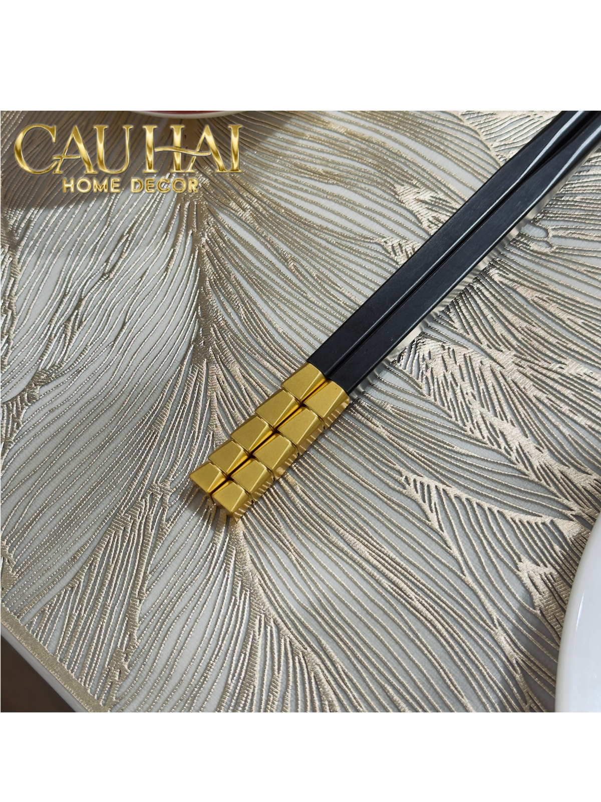 Set 5 Đôi Đũa Sợi Thuỷ Tinh - Facetté Gold Chopsticks 27cm-Dinner Cutlery Set Dao Muỗng Nĩa-Đối tác tại Trung Quốc theo từng đơn đặt hàng-CẬU HAI HOME DECOR