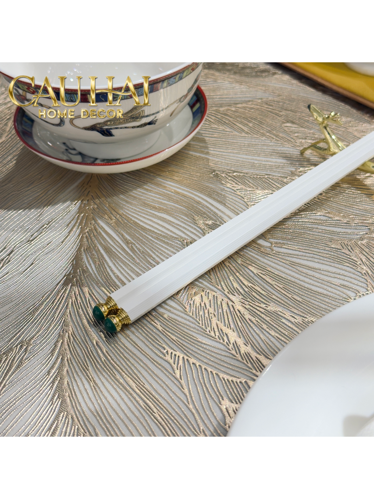 Set 5 Đôi Đũa Sợi Thuỷ Tinh Golden Jade PET Chopsticks 27cm-Dinner Cutlery Set Dao Muỗng Nĩa-Đối tác tại Trung Quốc theo từng đơn đặt hàng-CẬU HAI HOME DECOR