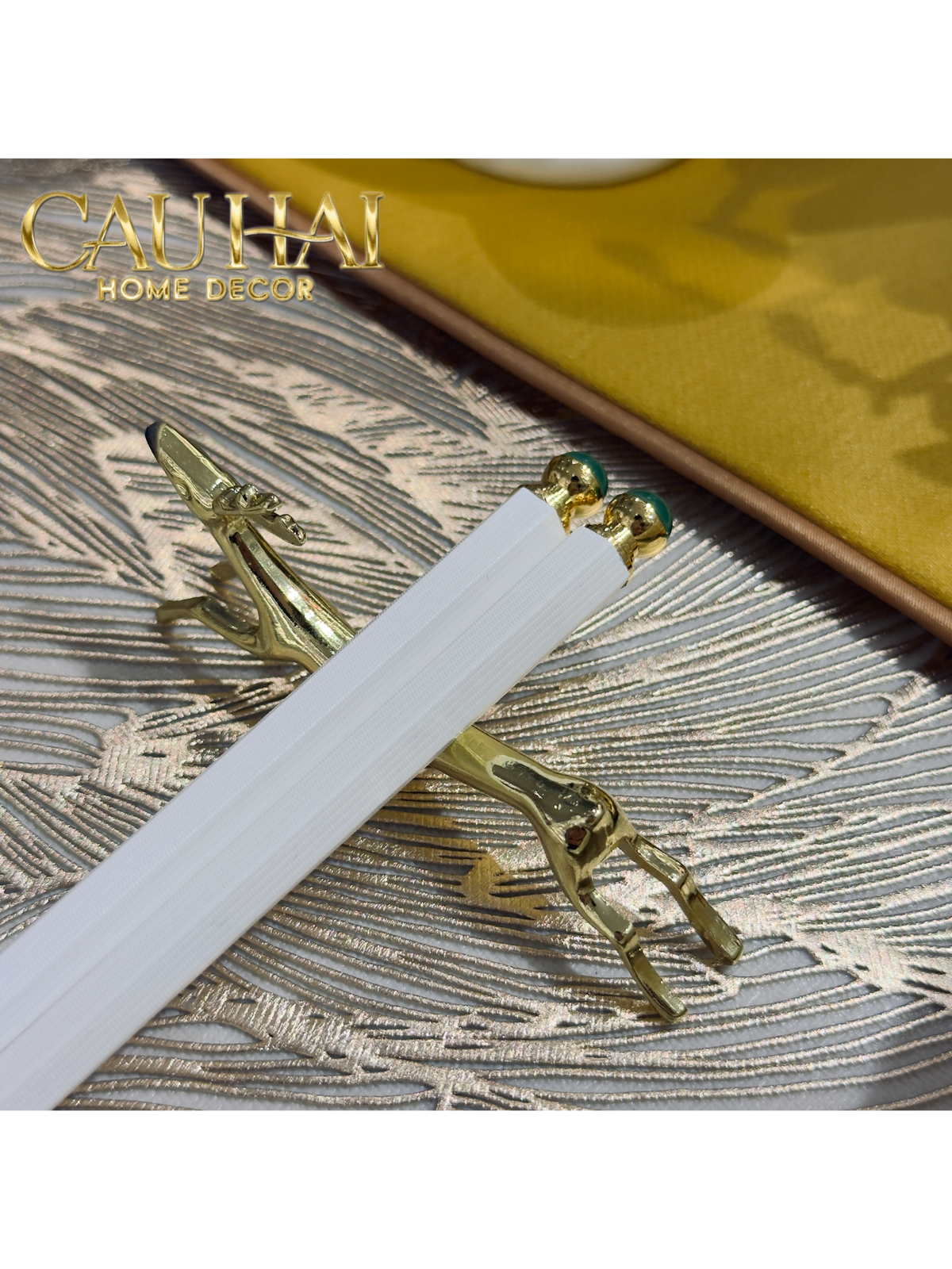 Set 5 Đôi Đũa Sợi Thuỷ Tinh Golden Jade PET Chopsticks 27cm-Dinner Cutlery Set Dao Muỗng Nĩa-Đối tác tại Trung Quốc theo từng đơn đặt hàng-CẬU HAI HOME DECOR