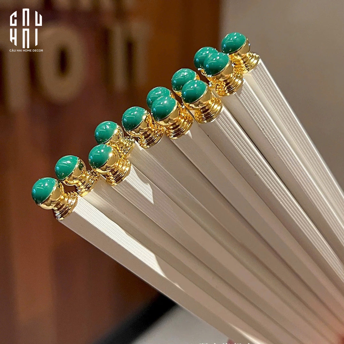 Set 5 Đôi Đũa Sợi Thuỷ Tinh Golden Jade PET Chopsticks 27cm-Dinner Cutlery Set Dao Muỗng Nĩa-CẬU HAI HOME DECOR