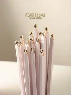 Set 5 Đôi Đũa Sợi Thuỷ Tinh - Love Heart Antibacterial Chopsticks 24cm-Dinner Cutlery Set Dao Muỗng Nĩa-CẬU HAI HOME DECOR