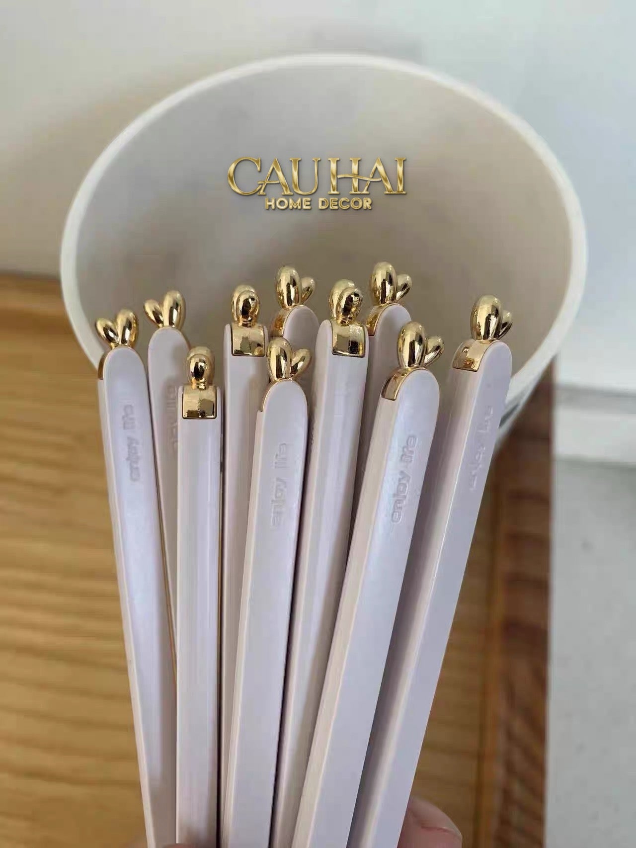 Set 5 Đôi Đũa Sợi Thuỷ Tinh - Love Heart Antibacterial Chopsticks 24cm-Dinner Cutlery Set Dao Muỗng Nĩa-CẬU HAI HOME DECOR