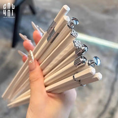 Set 5 Đôi Đũa Sợi Thuỷ Tinh Opal Platinum Monochrome PET Chopsticks 24cm-Dinner Cutlery Set Dao Muỗng Nĩa-CẬU HAI HOME DECOR