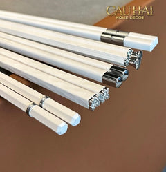 Set 5 Đôi Đũa Sợi Thuỷ Tinh Opal Platinum Monochrome PET Chopsticks 24cm-Dinner Cutlery Set Dao Muỗng Nĩa-CẬU HAI HOME DECOR