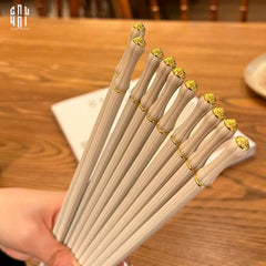 Set 5 Đôi Đũa Sợi Thuỷ Tinh Opaline Classic PET Chopsticks 24cm-Dinner Cutlery Set Dao Muỗng Nĩa-CẬU HAI HOME DECOR
