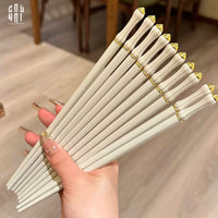 Set 5 Đôi Đũa Sợi Thuỷ Tinh Opaline Classic PET Chopsticks 24cm-Dinner Cutlery Set Dao Muỗng Nĩa-CẬU HAI HOME DECOR