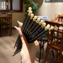 Set 5 Đôi Đũa Sợi Thuỷ Tinh White Pearl Jewelry PET Chopsticks 24.5cm-Dinner Cutlery Set Dao Muỗng Nĩa-CẬU HAI HOME DECOR