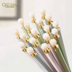 Set 5 Đôi Đũa Sợi Thuỷ Tinh White Pearl Jewelry PET Chopsticks 24.5cm-Dinner Cutlery Set Dao Muỗng Nĩa-CẬU HAI HOME DECOR