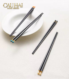 Set 5 Đôi Đũa Sợi Thuỷ Tinh White Pearl Jewelry PET Chopsticks 24.5cm-Dinner Cutlery Set Dao Muỗng Nĩa-CẬU HAI HOME DECOR