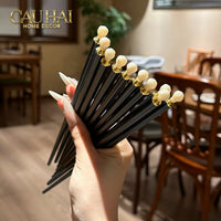 Set 5 Đôi Đũa Sợi Thuỷ Tinh White Pearl Jewelry PET Chopsticks 24.5cm-Dinner Cutlery Set Dao Muỗng Nĩa-CẬU HAI HOME DECOR