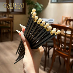 Set 5 Đôi Đũa Sợi Thuỷ Tinh White Pearl Jewelry PET Chopsticks 24.5cm-Dinner Cutlery Set Dao Muỗng Nĩa-CẬU HAI HOME DECOR