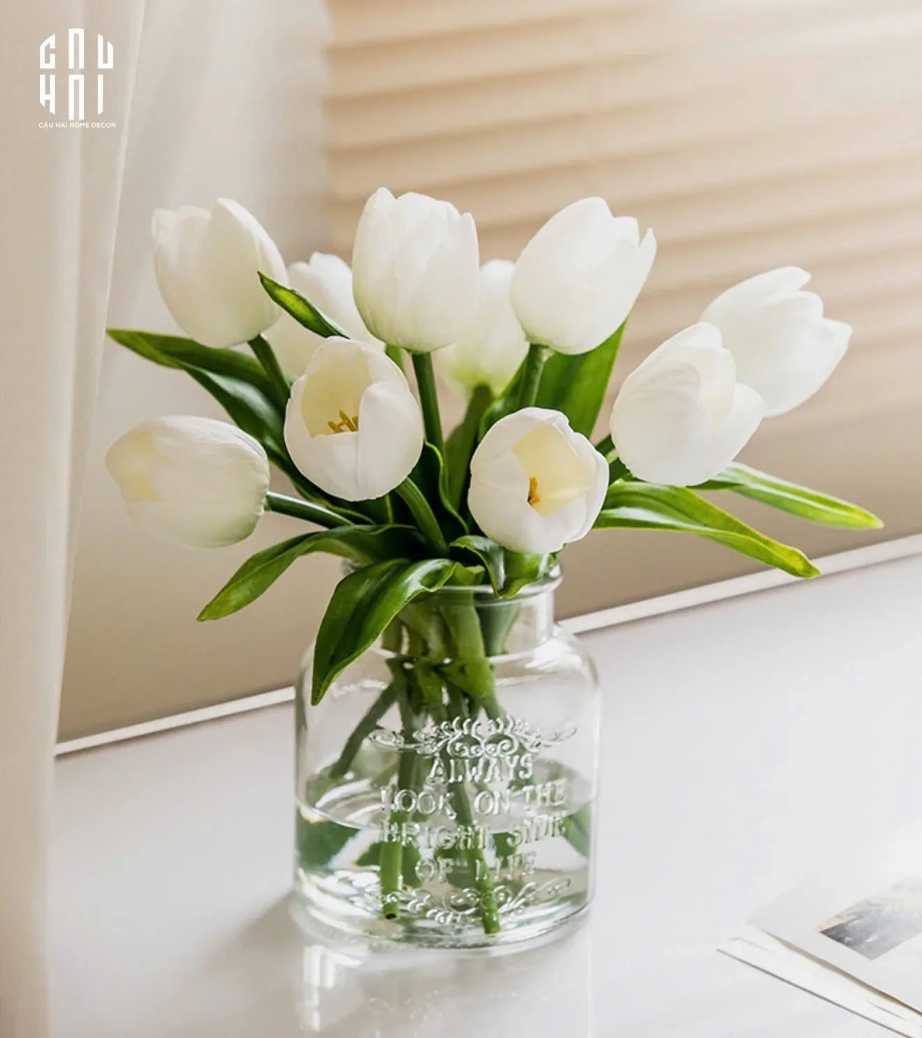 SET 5 HOA TULIP MILK GRACE-CẬU HAI HOME DECOR