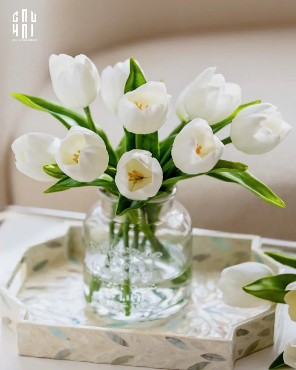 SET 5 HOA TULIP MILK GRACE-CẬU HAI HOME DECOR