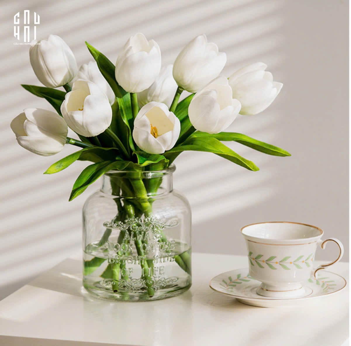SET 5 HOA TULIP MILK GRACE-CẬU HAI HOME DECOR