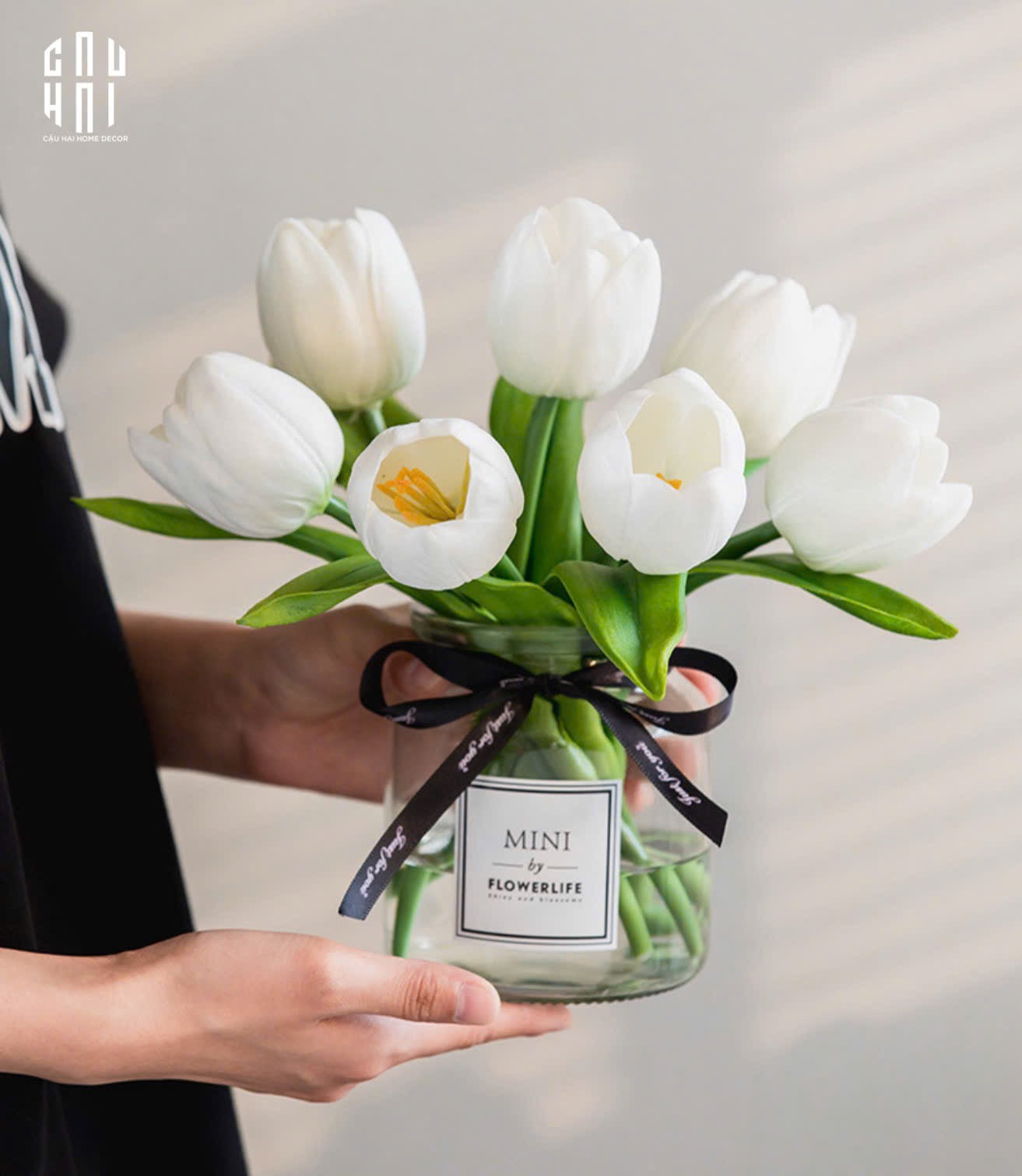 SET 5 HOA TULIP MILK GRACE-CẬU HAI HOME DECOR