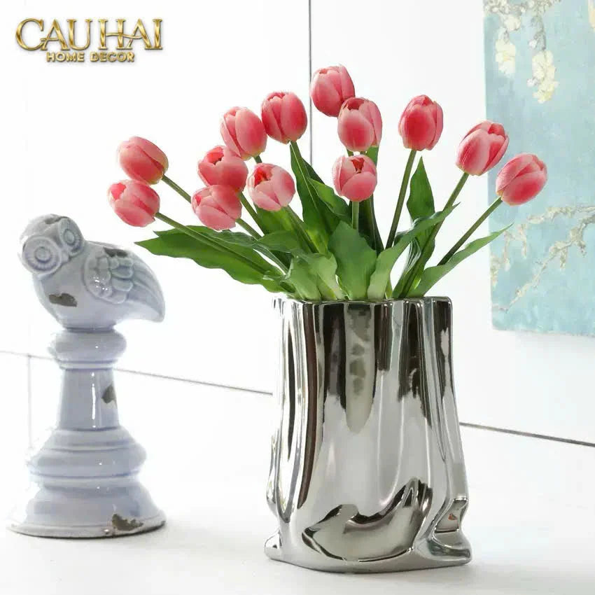 Set 5 Hoa Tulip Softy Mulberry / Sesame / Rouge 35Cm-CẬU HAI HOME DECOR