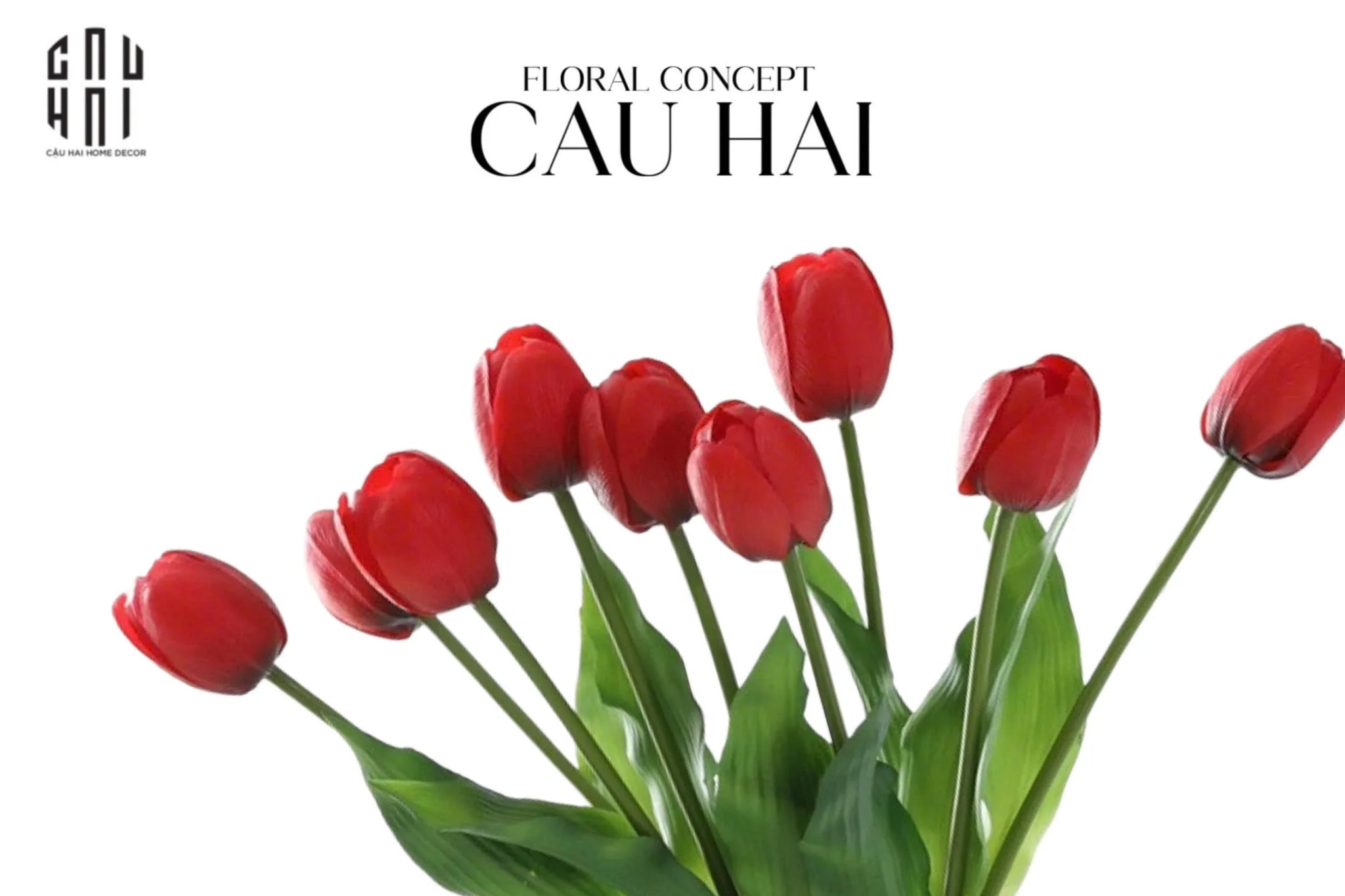 Set 5 Hoa Tulip Softy Mulberry / Sesame / Rouge 35Cm-CẬU HAI HOME DECOR
