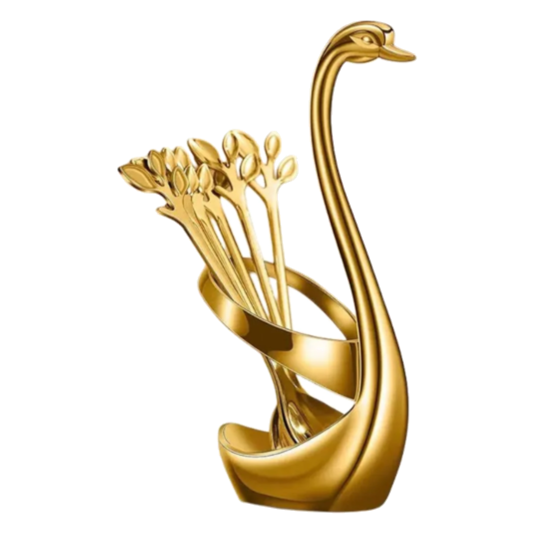 Set 6 Cái Nĩa Dessert Metal Swan Éclat D'Or 6pcs-CẬU HAI HOME DECOR