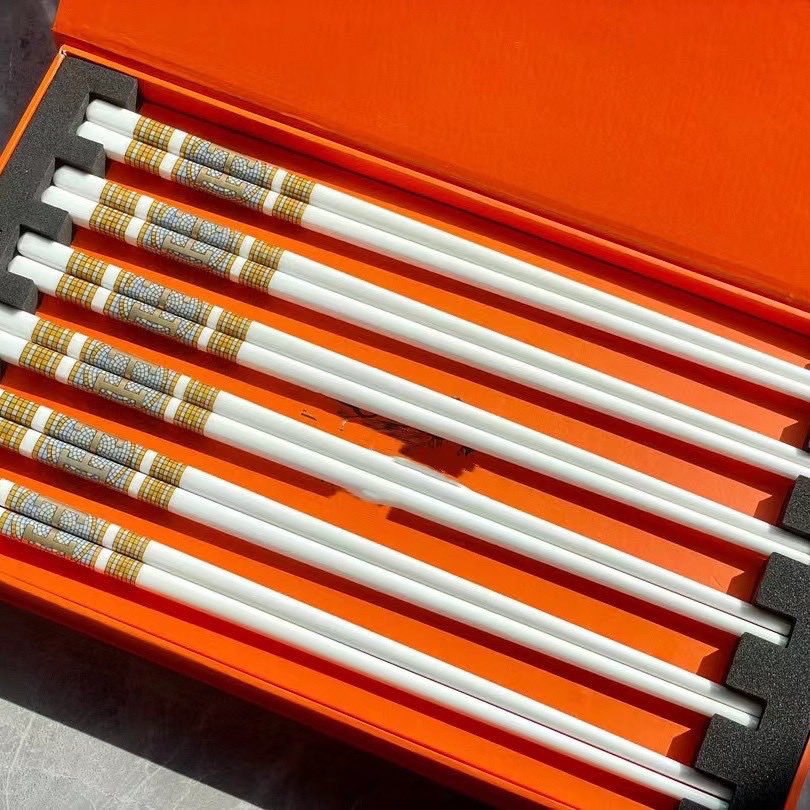 Set 6 Đôi Đũa Sứ H Class Signature H Mosaique Couture Ceramic Chopsticks Set-Dinner Cutlery Set Dao Muỗng Nĩa-CẬU HAI HOME DECOR