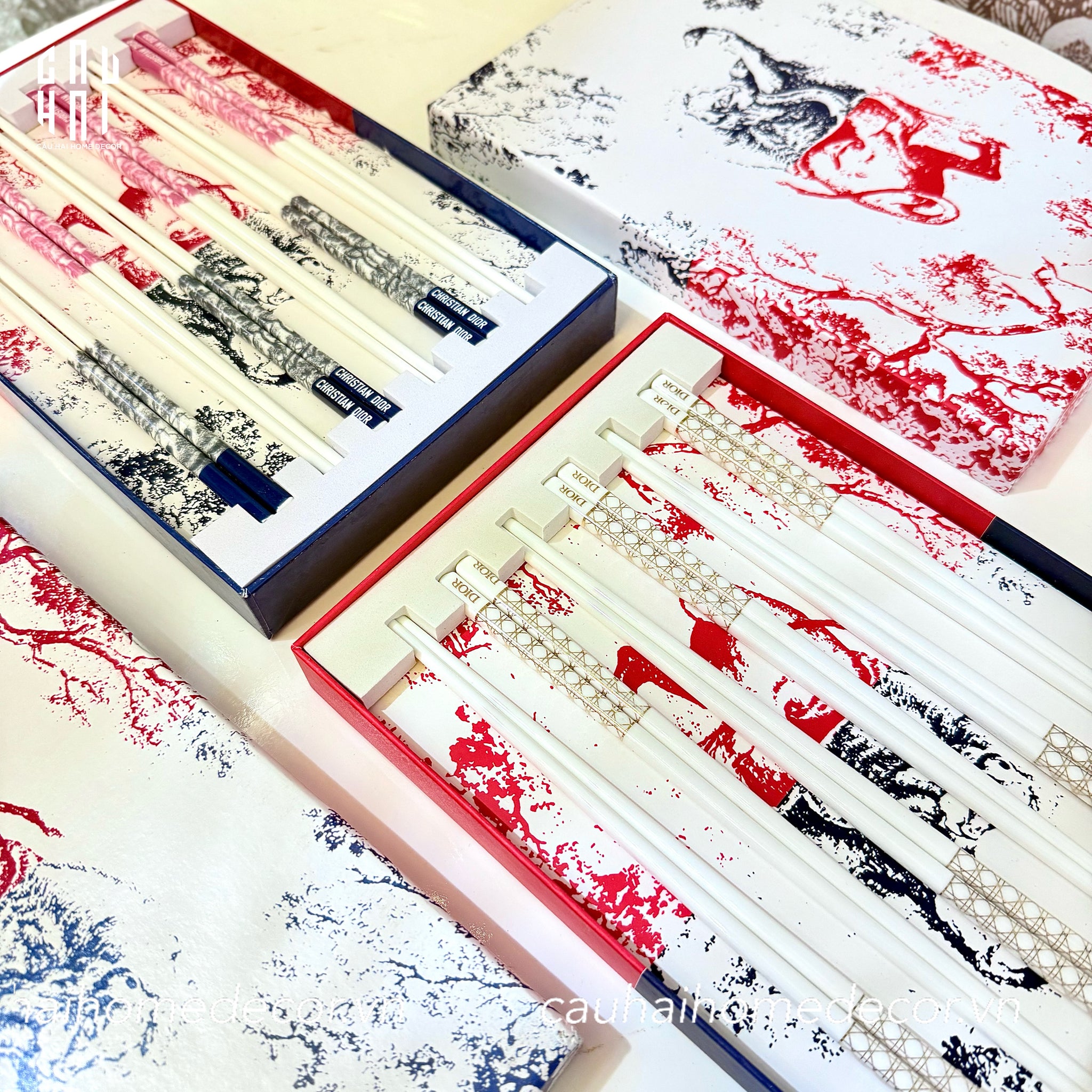 Set 6 Đôi Đũa Sứ Maxi Cannage Couture Ceramic Chopsticks Set-Dinner Cutlery Set Dao Muỗng Nĩa-CẬU HAI HOME DECOR