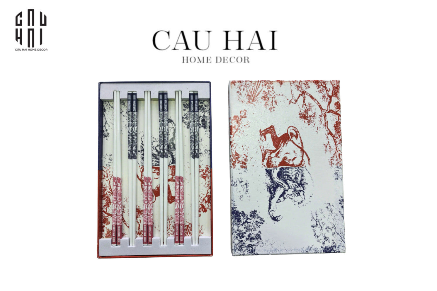 Set 6 Đôi Đũa Sứ Maxi Cannage Couture Ceramic Chopsticks Set-Dinner Cutlery Set Dao Muỗng Nĩa-CẬU HAI HOME DECOR