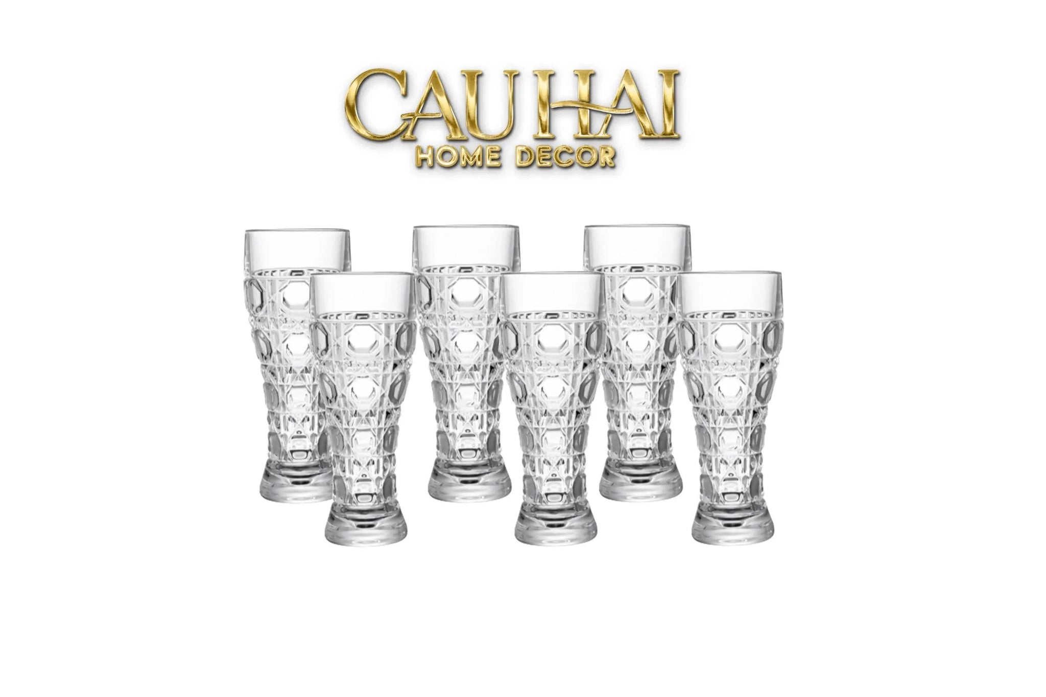 Set 6 Ly Bia Thuỷ Tinh Cristalleries Facetté - Cannage Highball 500Ml-CẬU HAI HOME DECOR
