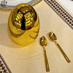 Set 6 Muỗng Tráng Miệng Golden Blossom Egg-CẬU HAI HOME DECOR