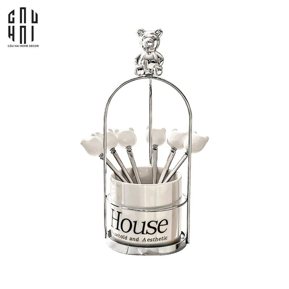 SET 6 NĨA TRÁNG MIỆNG AESTHETIC BEAR-CẬU HAI HOME DECOR