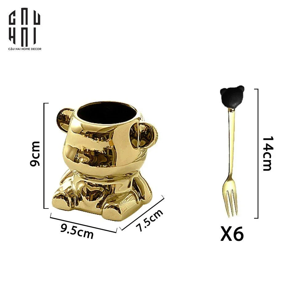 SET 6 NĨA TRÁNG MIỆNG CUTIE BEAR-CẬU HAI HOME DECOR