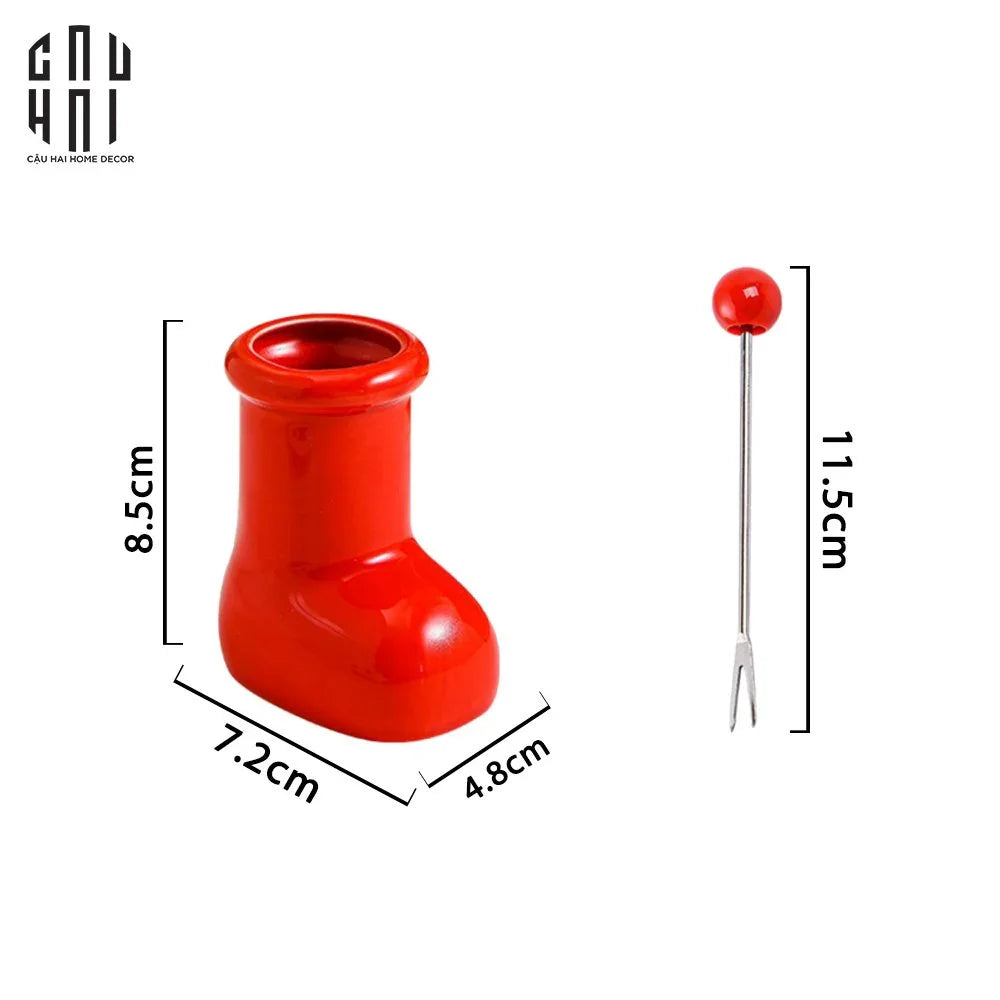 Set 6 Nĩa Tráng Miệng Red Boot-CẬU HAI HOME DECOR