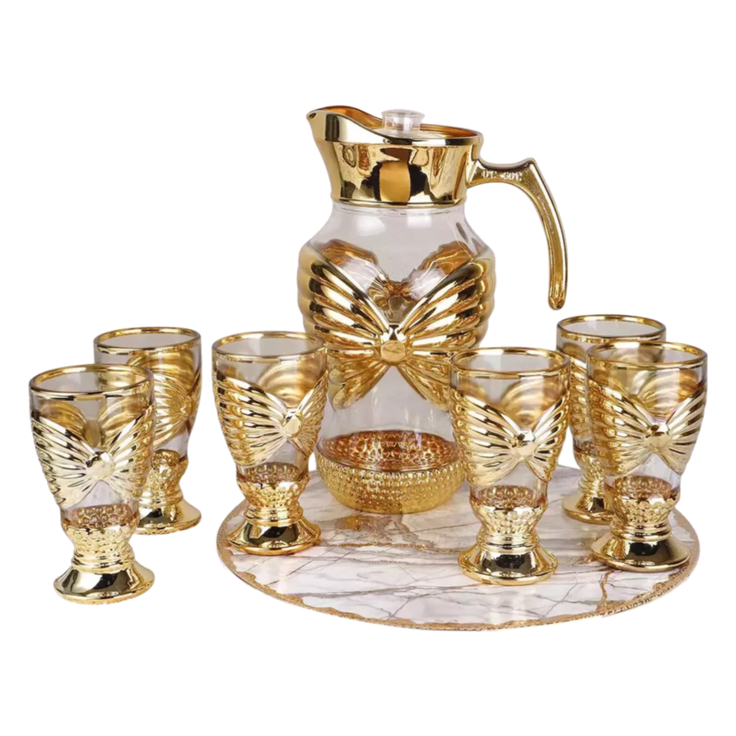 Set Bình Nước Ly Thủy Tinh Papillon Éclat D’Or 7pcs