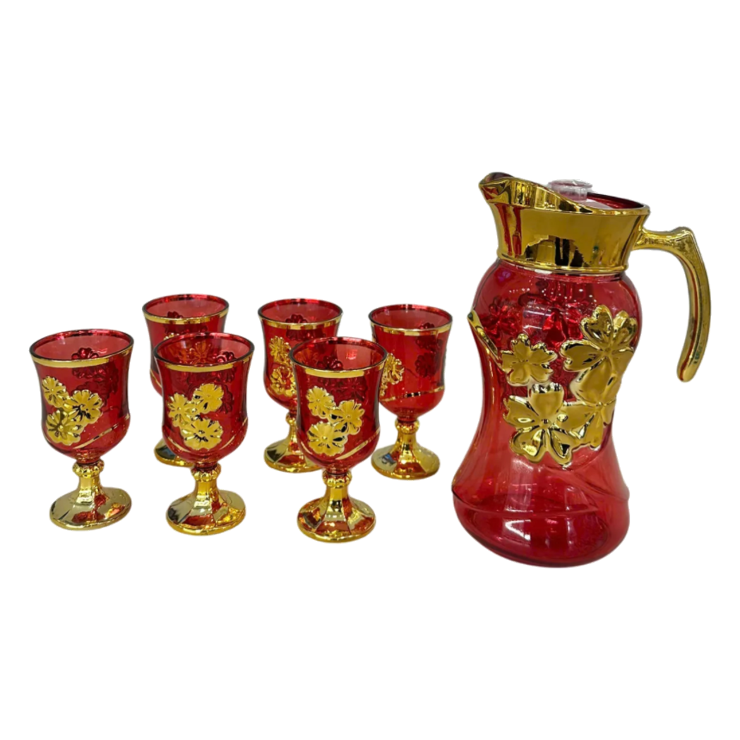 Set Binh Nuoc Thuy Tinh Grand Marquis Rubis Rouge Glass 7pcs