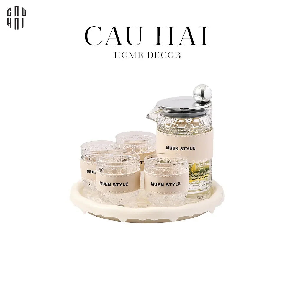 SET BÌNH NƯỚC THUỶ TINH JANIE 6PCS