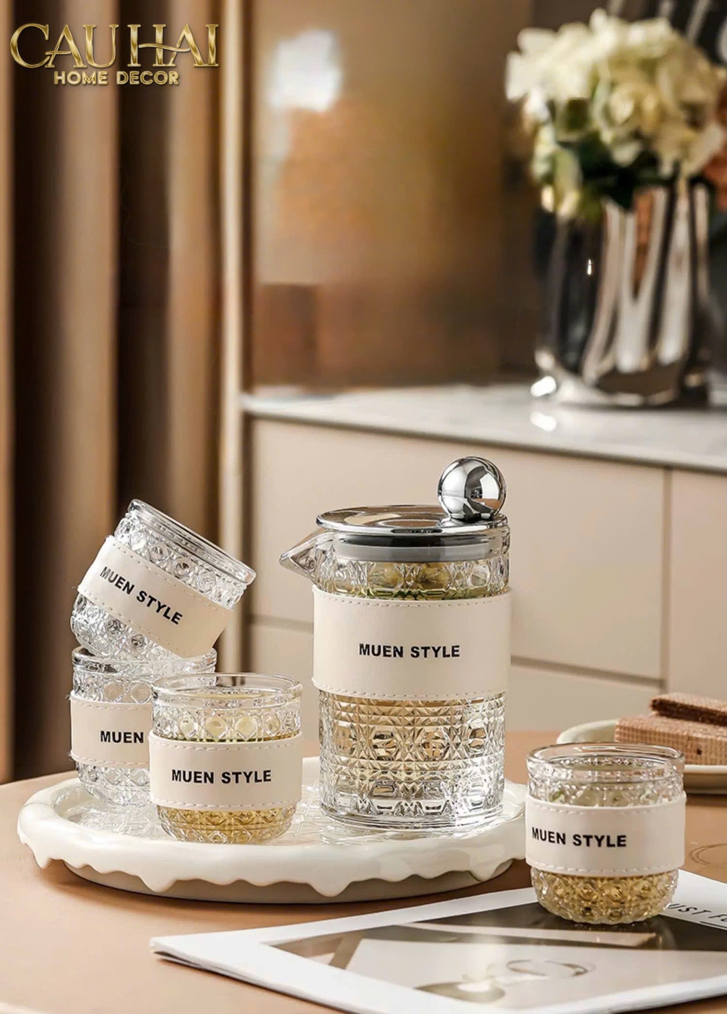 SET BÌNH NƯỚC THUỶ TINH JANIE 6PCS-6- Cậu Hai Home Decor