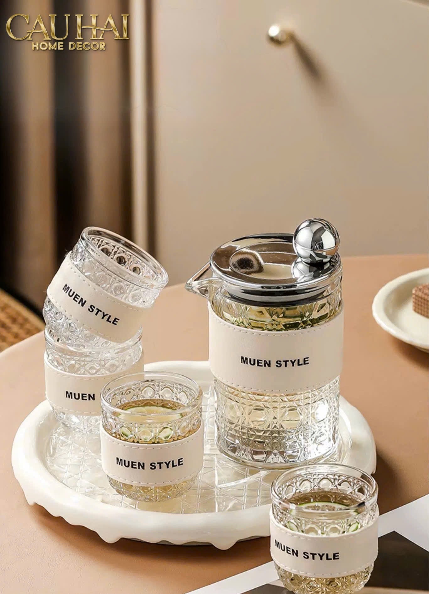 SET BÌNH NƯỚC THUỶ TINH JANIE 6PCS-7- Cậu Hai Home Decor