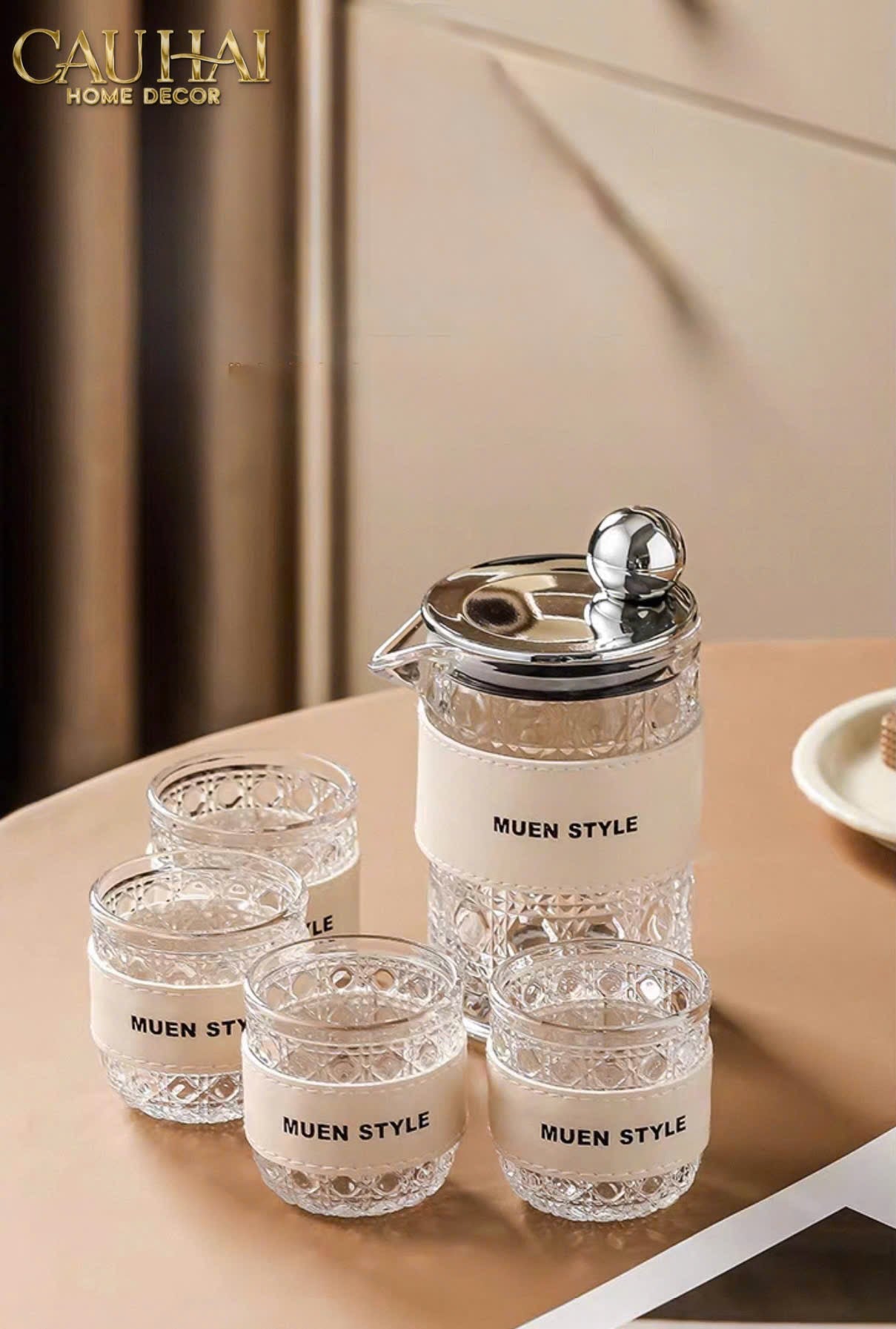 SET BÌNH NƯỚC THUỶ TINH JANIE 6PCS-9- Cậu Hai Home Decor