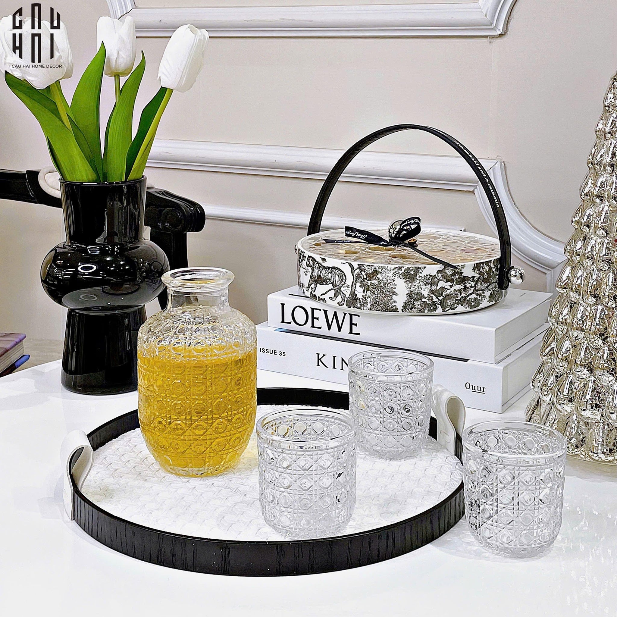 Set Bình Rót Liquor Cristallerie Atélier Cannage Facetté Up-CẬU HAI HOME DECOR