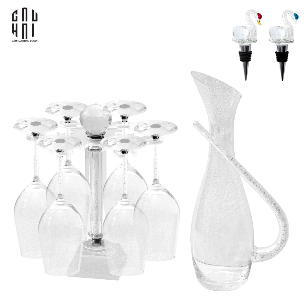 SET BÌNH RƯỢU DECANTER CARLTON LEATHER BOX - CẬU HAI HOME DECOR
