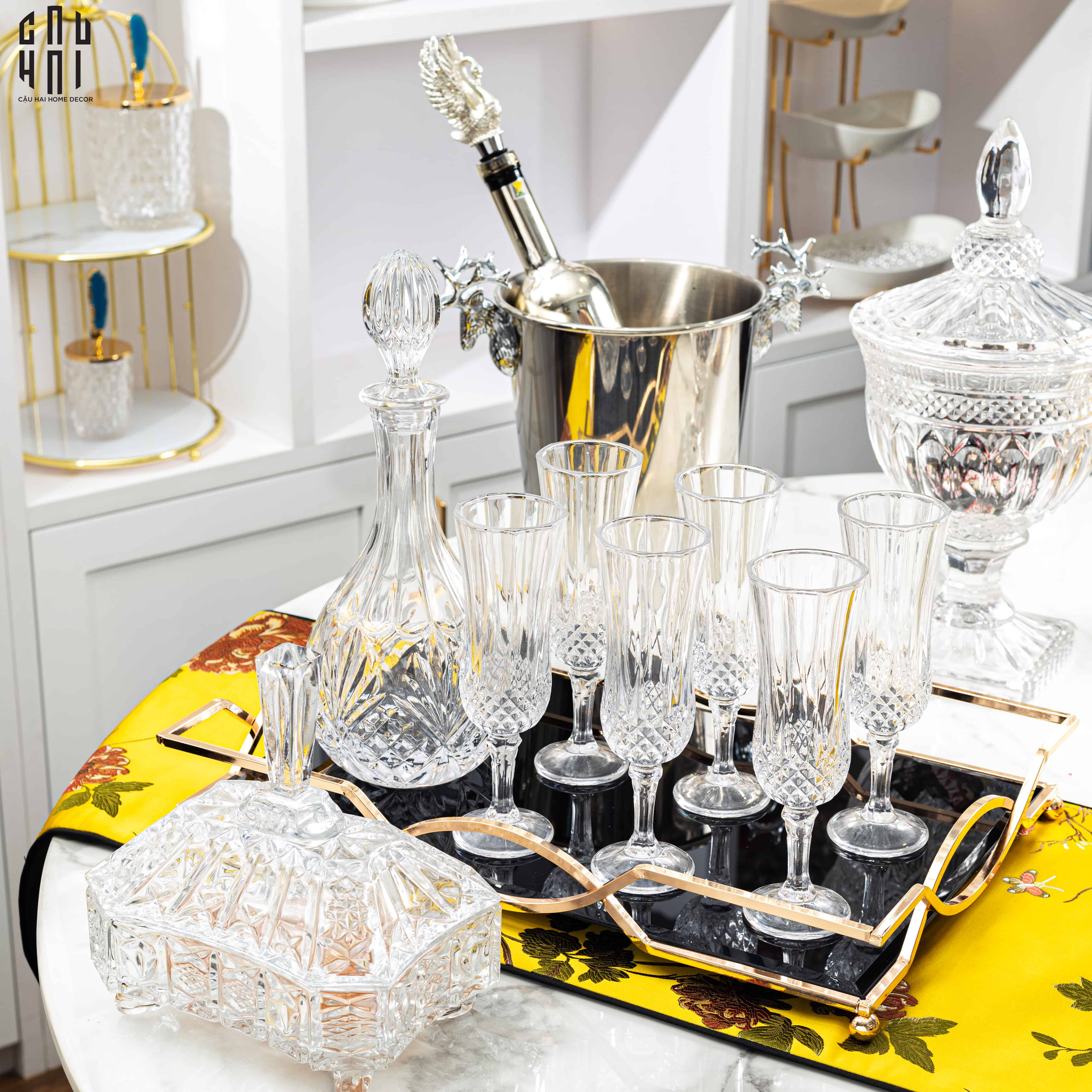 SET BÌNH RƯỢU LOUIS giảm 40 - CẬU HAI HOME DECOR