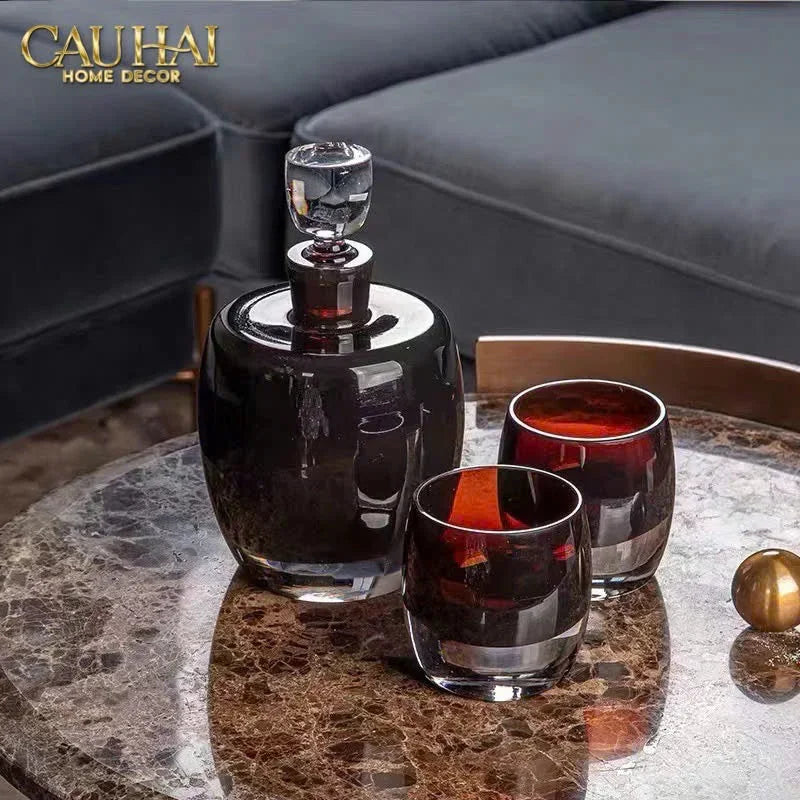Set Bình Rượu Pha Lê Cristalleries Enigma Rouge Umeshu Ensemble-CẬU HAI HOME DECOR