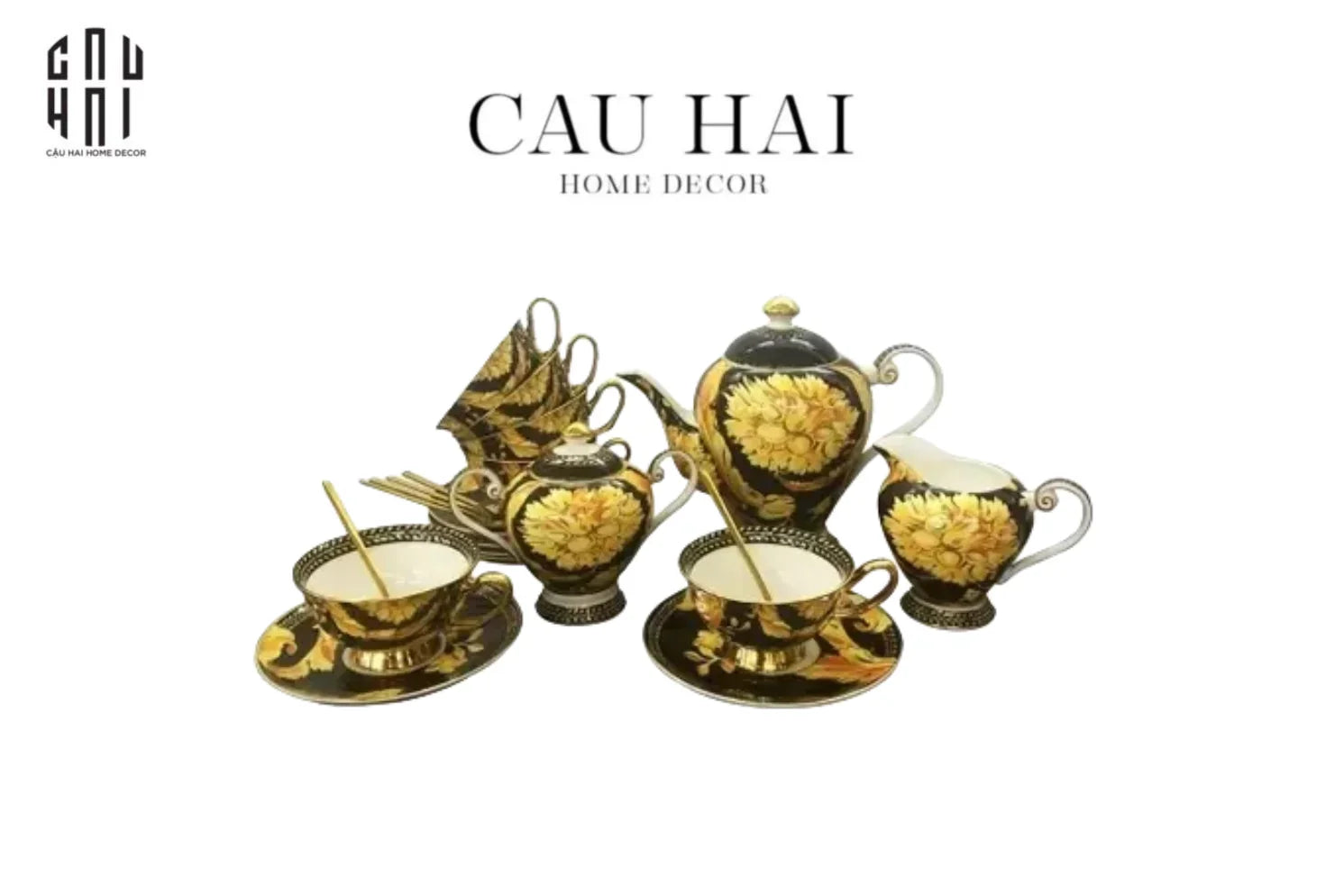 SET BÌNH TRÀ GIANNI VERS. LUXURIOUS BAROQUE DESIGN 21 PCS (***) SS2-CẬU HAI HOME DECOR