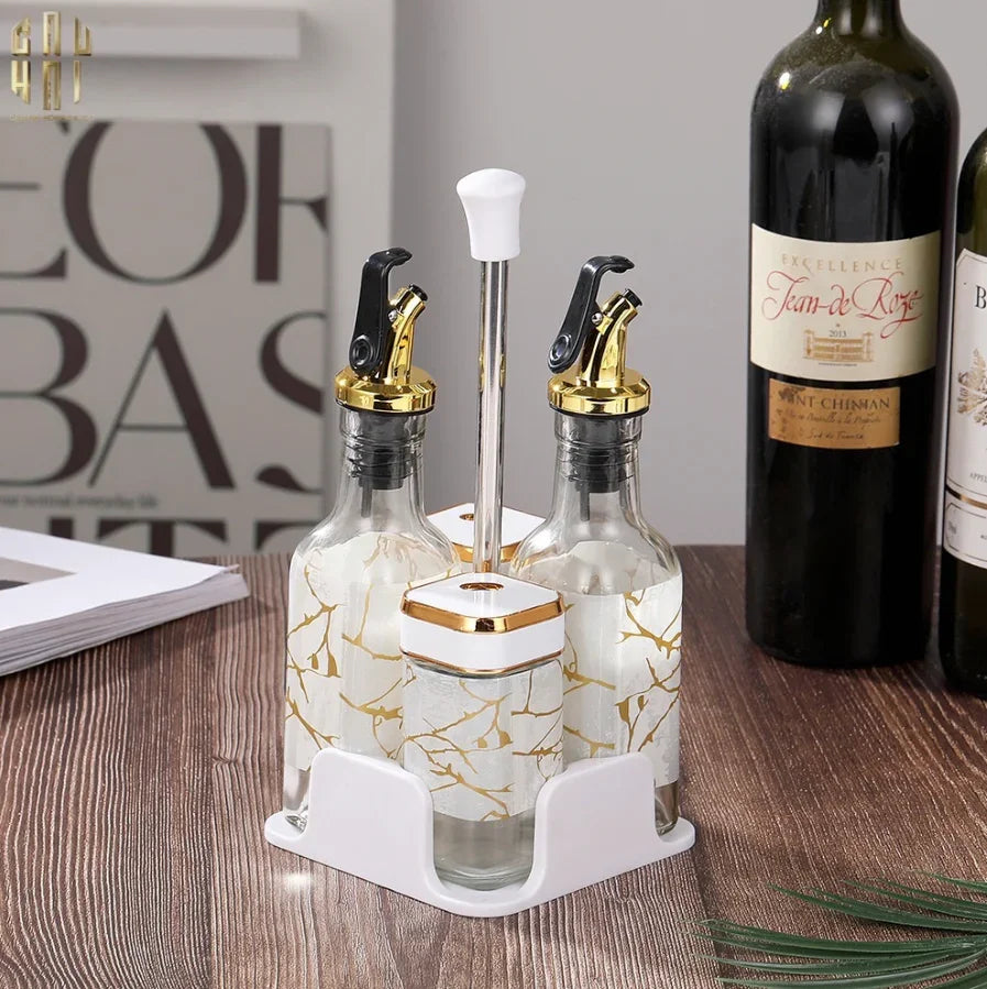 SET CHAI LỌ GIA VỊ GOLDEN VEIN WHITE FW25-CẬU HAI HOME DECOR