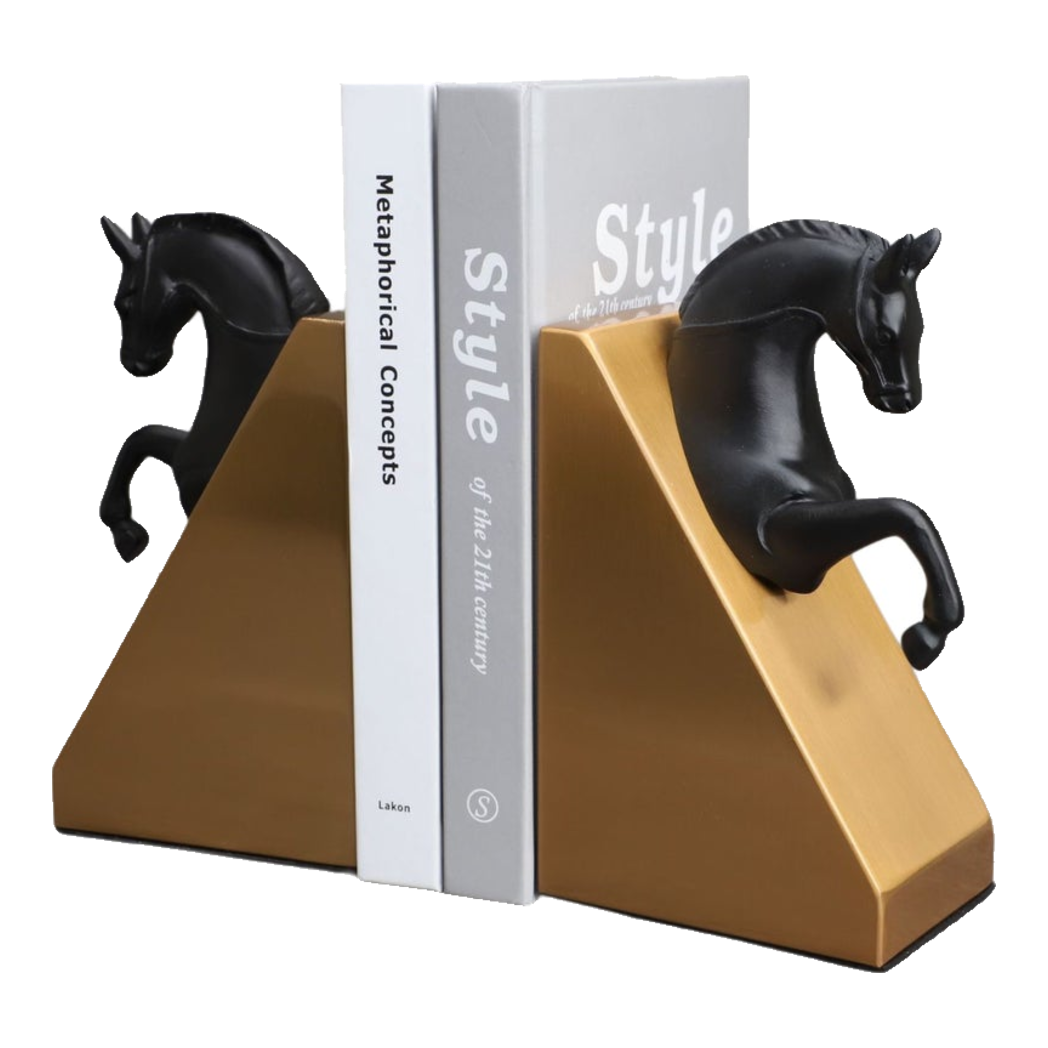 Set Tượng Chặn Sách Đá Marble Trojan Troy Horse Bookend 20x10x15