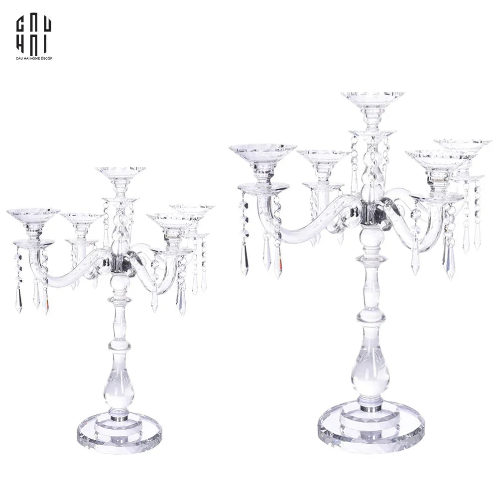 SET CHANDELIER LUXURY CRYSTAL CANDLE HOLDER 2PCS-CẬU HAI HOME DECOR
