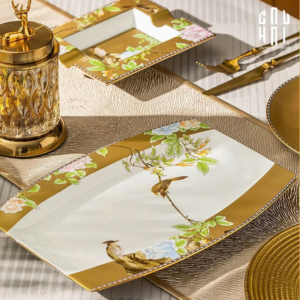 SET CHÉN DĨA HOÀNG KIM 60PCS-CẬU HAI HOME DECOR