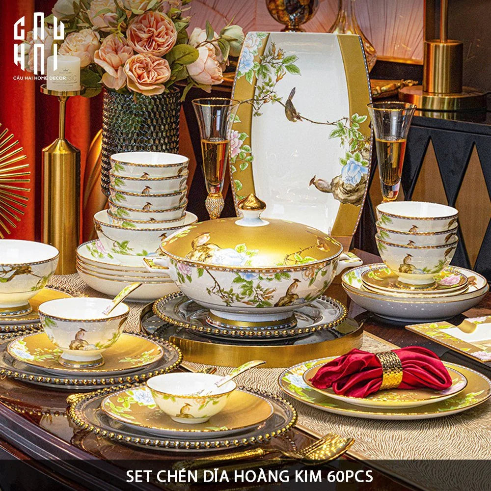 SET CHÉN DĨA HOÀNG KIM 60PCS
