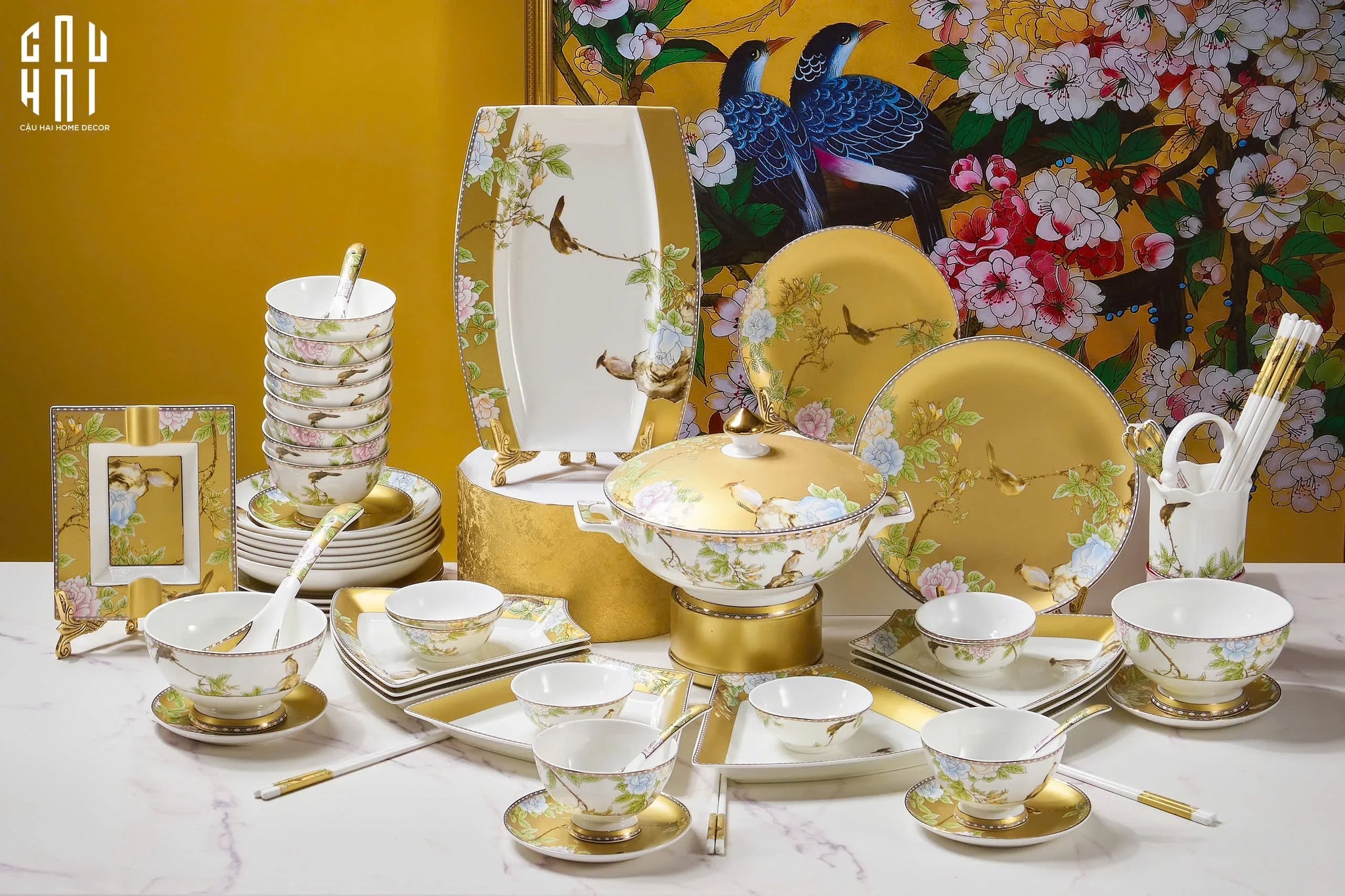 SET CHÉN DĨA HOÀNG KIM 60PCS
