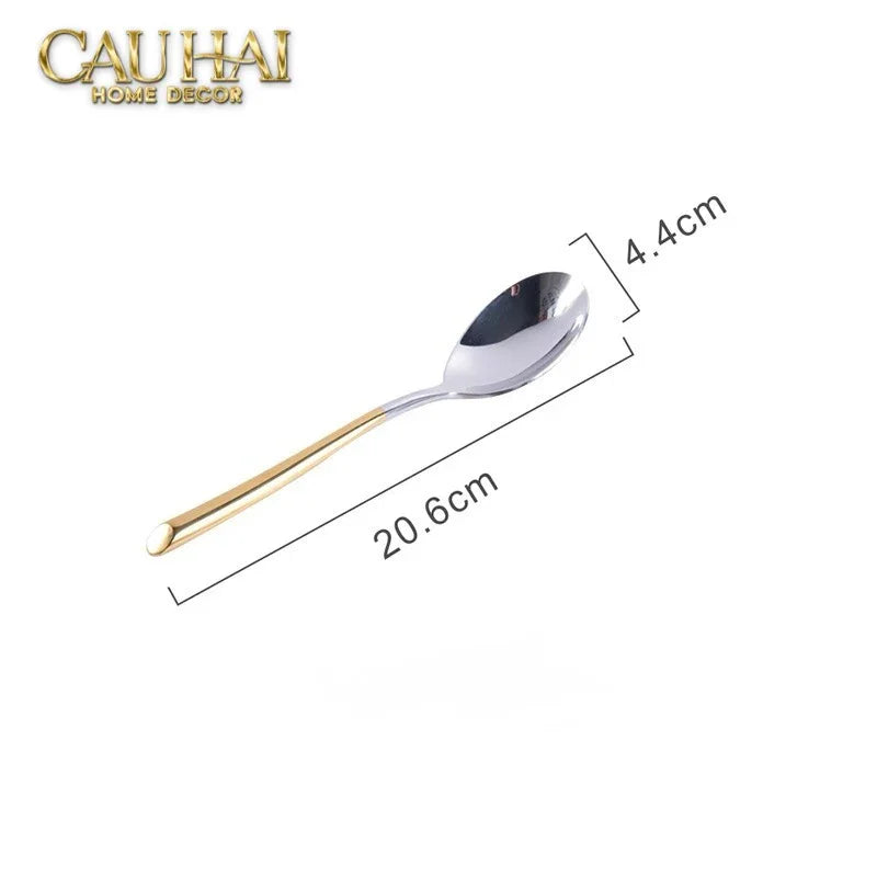 Set Dao Muỗng Nĩa 4 Món Élégance Allure Gilded Silver Dualité Premium Cutlery 4pcs-Dinner Cutlery Set Dao Muỗng Nĩa-CẬU HAI HOME DECOR