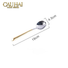 Set Dao Muỗng Nĩa 4 Món Élégance Allure Gilded Silver Dualité Premium Cutlery 4pcs-Dinner Cutlery Set Dao Muỗng Nĩa-CẬU HAI HOME DECOR